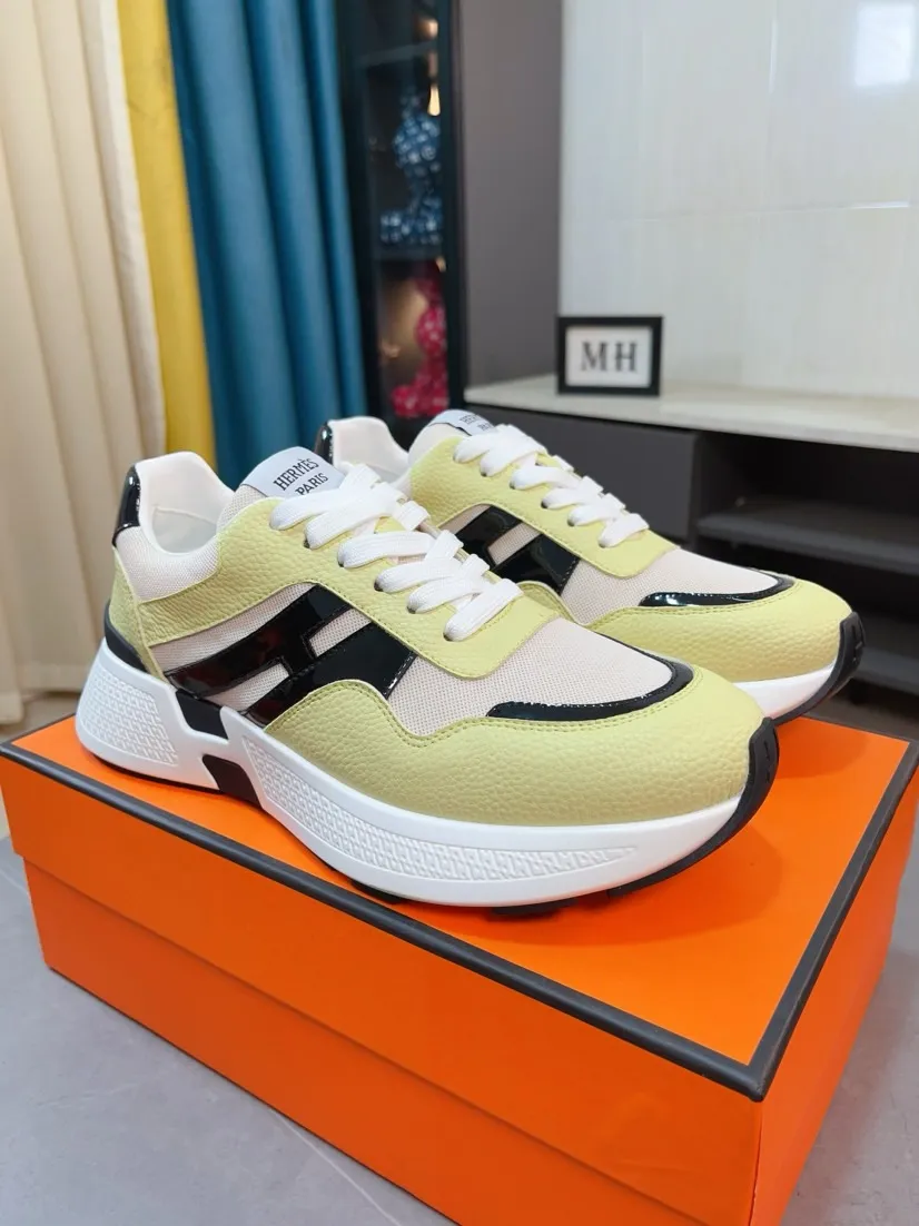 Men's shoes💰580🌸🌸【HERMES】Hermès high-end quality original shoe upper: 🔝tumbled calfskin, suede calfskin, shoe body sewn H totem, outsole: ultra-light TPU foam·rubber; two-color molded outsole, ultra-high quality control·fine workmanship: highlighting (high-end·luxury·grade) 38-44 (45 can be customized)
